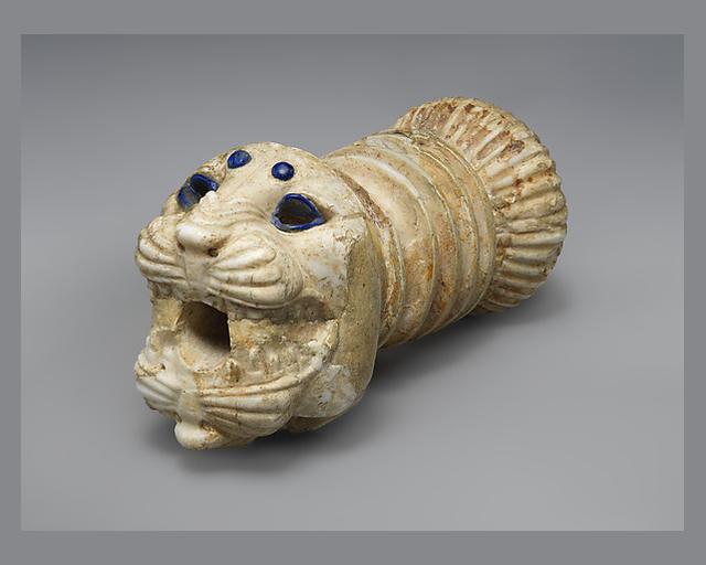 Ornament with heads of roaring lions, possibly the terminal of a sword or dagger hilt