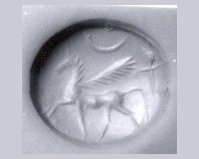 Stamp seal (scaraboid) with monster and divine symbols