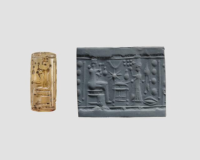 Cylinder seal with cultic banquet scene